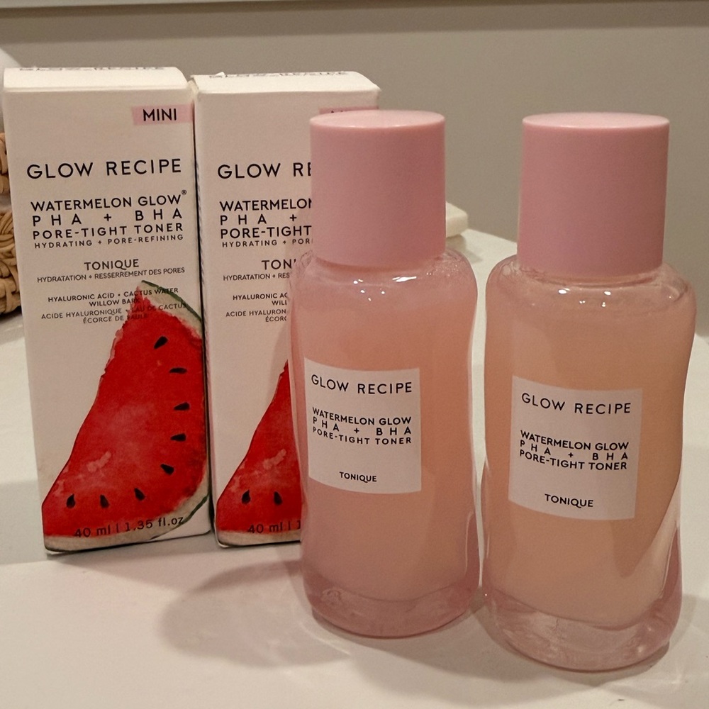 NIB Set of 2 - GLOW RECIPE Watermelon Glow PHA + BHA Pore-Tight Toner Minis